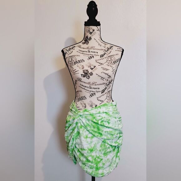 For Love And Lemons Devon Green Tie Dye Twisted Mini Skirt Size Small NWT - Picture 6 of 9